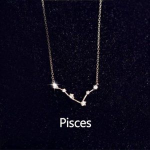 Sterling Silver Diamond Zodiac Necklace--Pisces